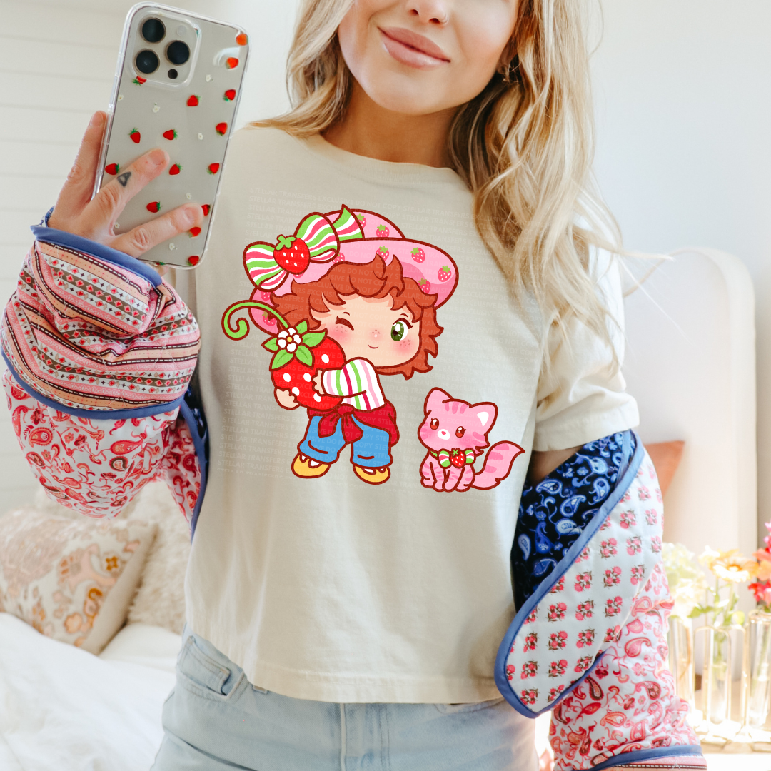 GIRLY STRAWBERRY - CLEAR FILM SCREEN PRINT