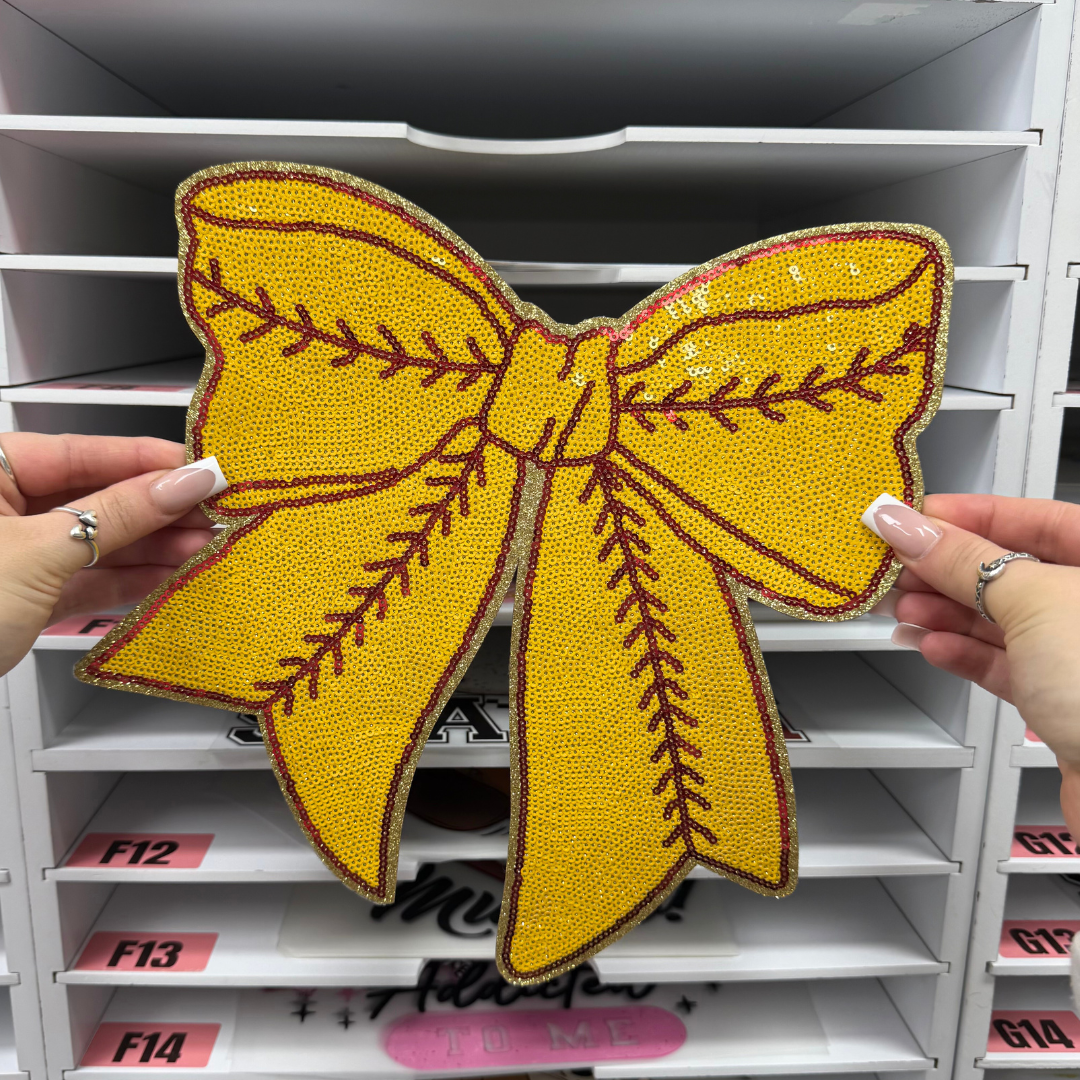 SOFTBALL BOW - SEQUIN PATCH