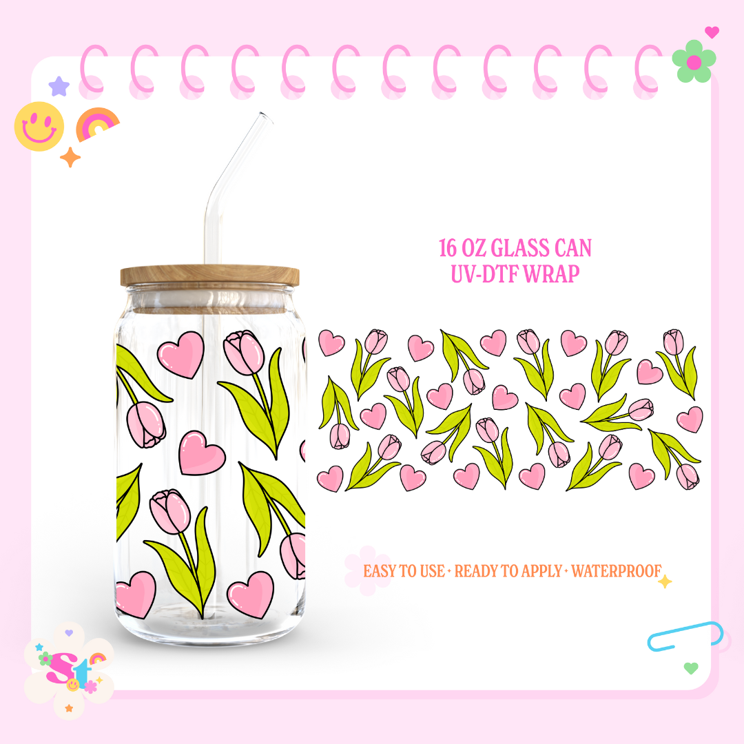 TULIPS & HEARTS - 16 OZ UV DTF