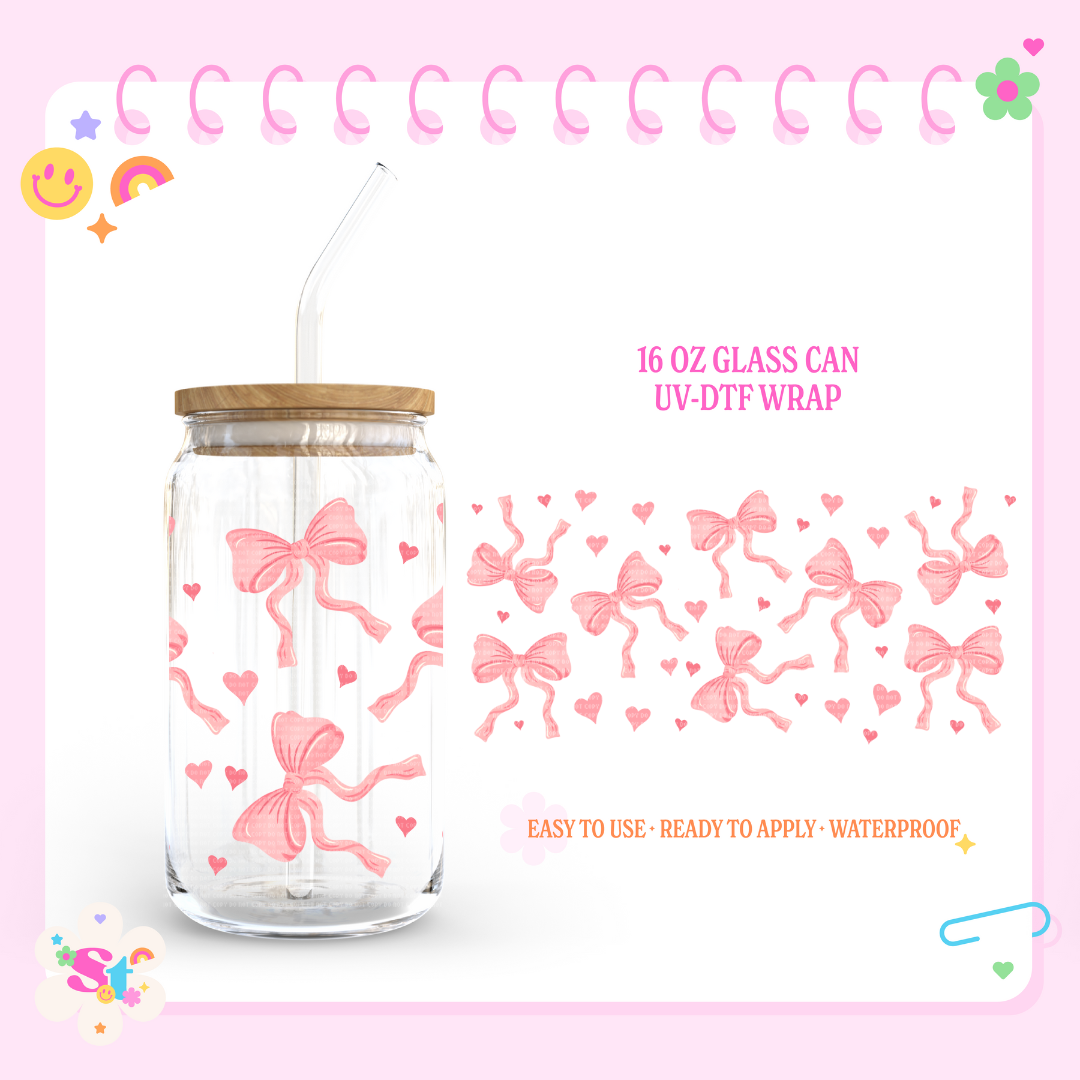 COQUETTE PINK BOWS - 16 OZ UV DTF