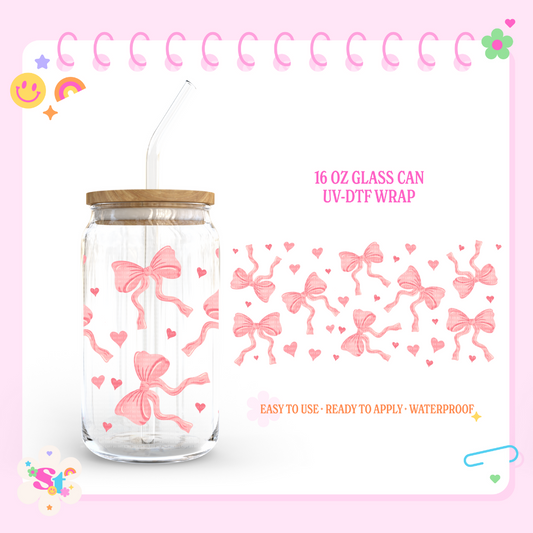 COQUETTE PINK BOWS  - 16 OZ UV DTF