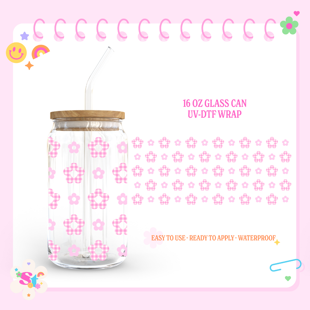 CHECKERED FLOWERS - 16 OZ UV DTF