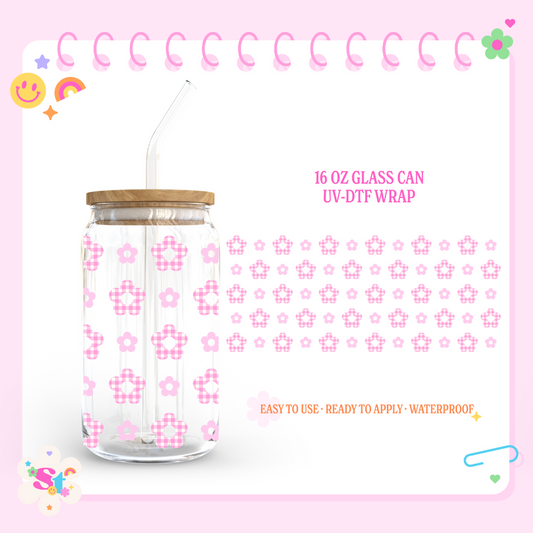 CHECKERED FLOWERS  - 16 OZ UV DTF