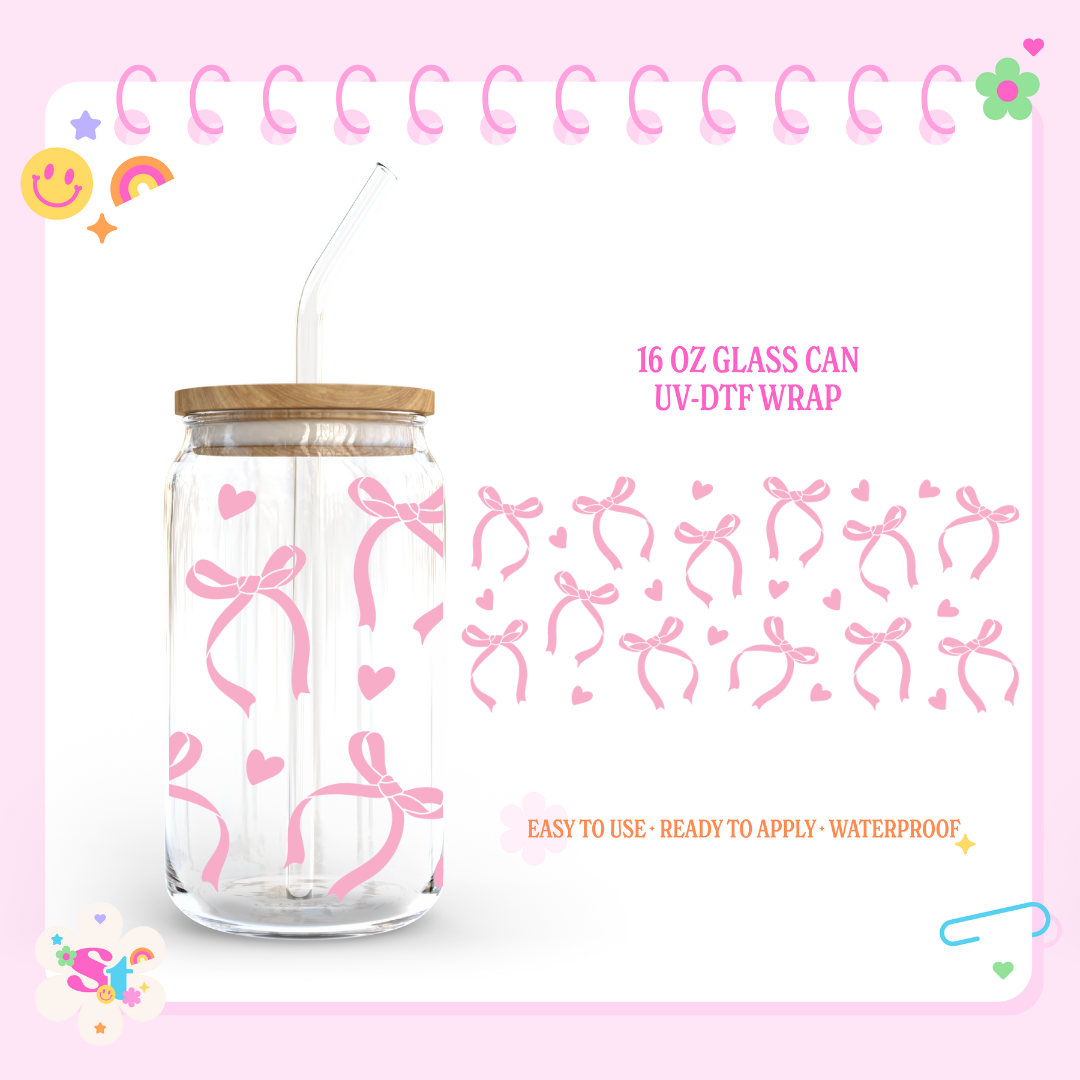 PINK BOWS - 16 OZ UV DTF