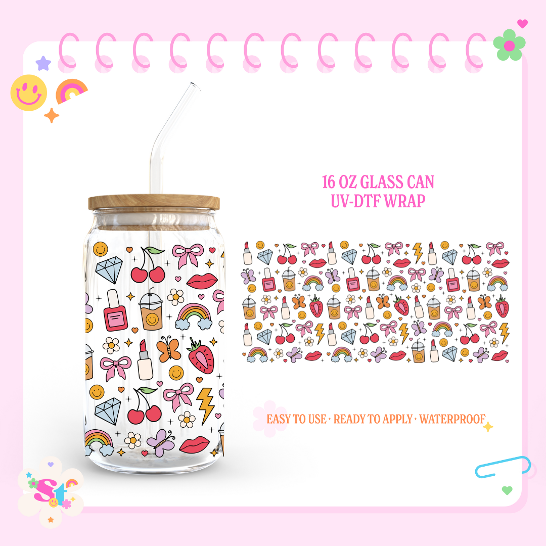 GIRLY DOODLES - 16 OZ UV DTF WRAP