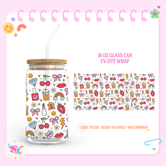 GIRLY DOODLES - 16 OZ UV DTF WRAP