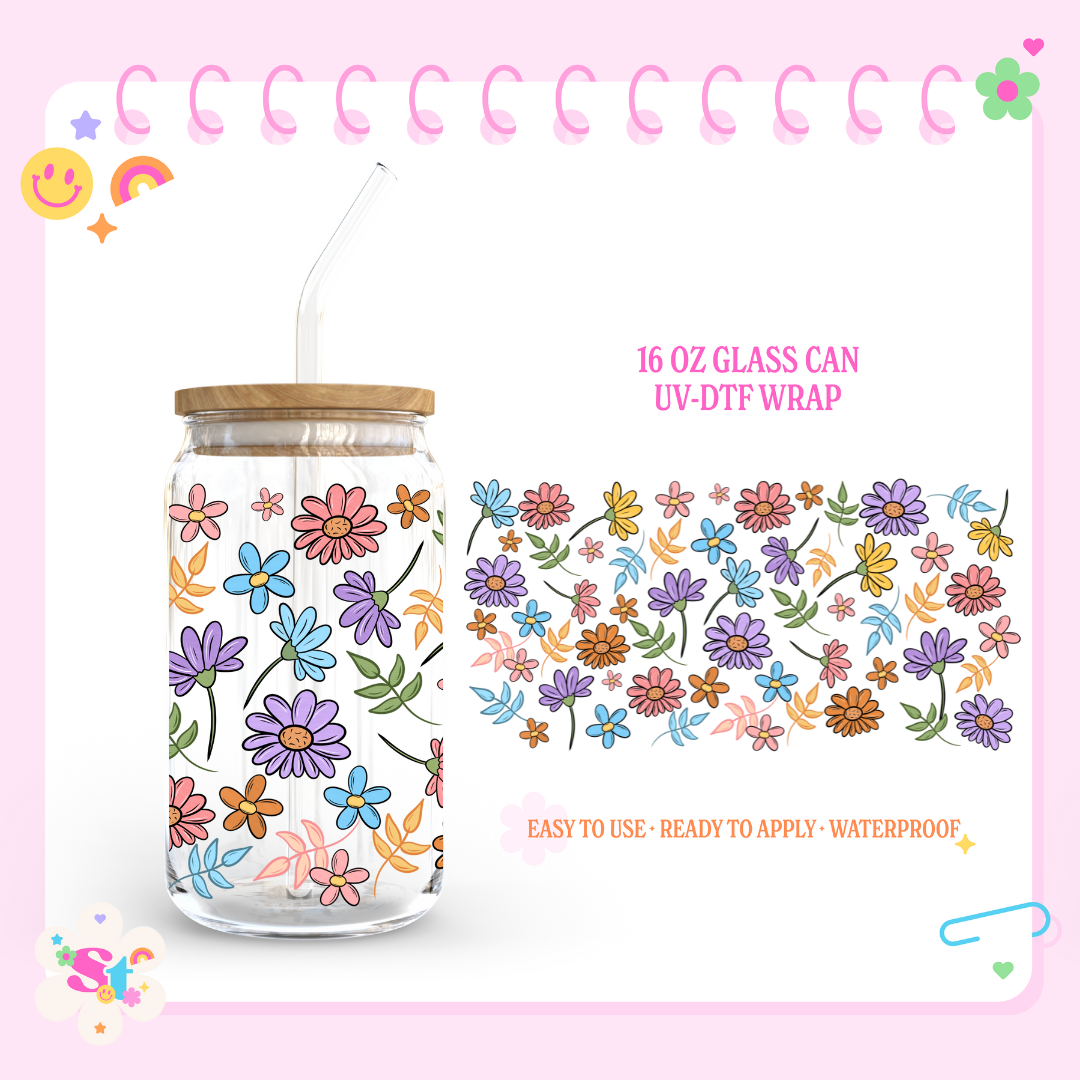 PRETTY SPRING FLOWERS - 16 OZ UV DTF