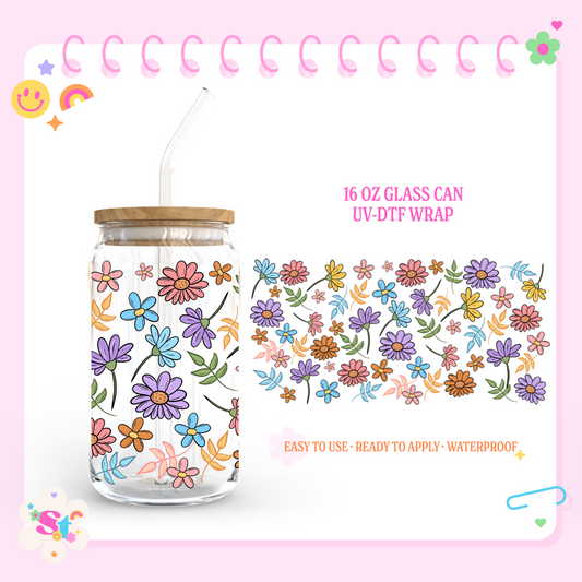 PRETTY SPRING FLOWERS - 16 OZ UV DTF