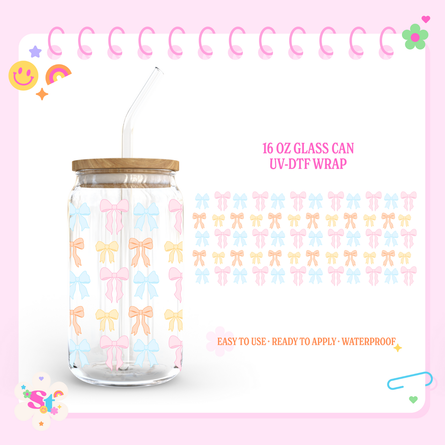 PASTEL BOWS - 16 OZ UV DTF