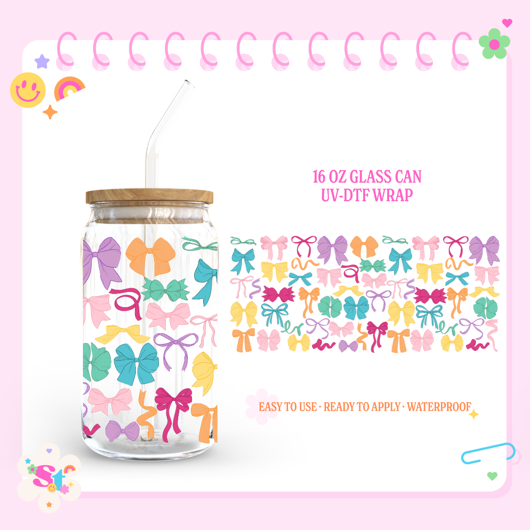 COLORFUL COQUETTE BOWS - 16 OZ UV DTF