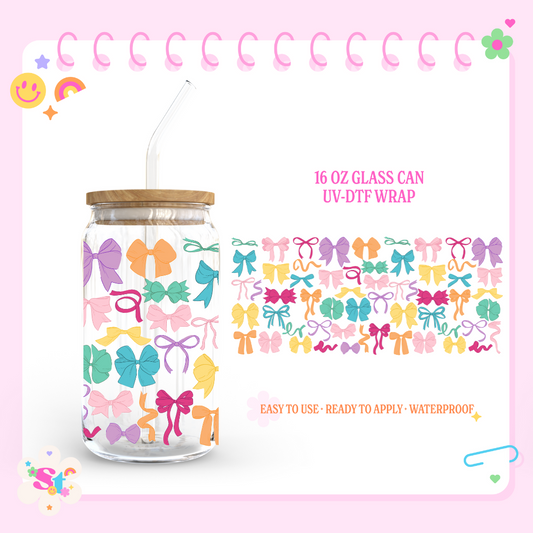 COLORFUL COQUETTE BOWS - 16 OZ UV DTF