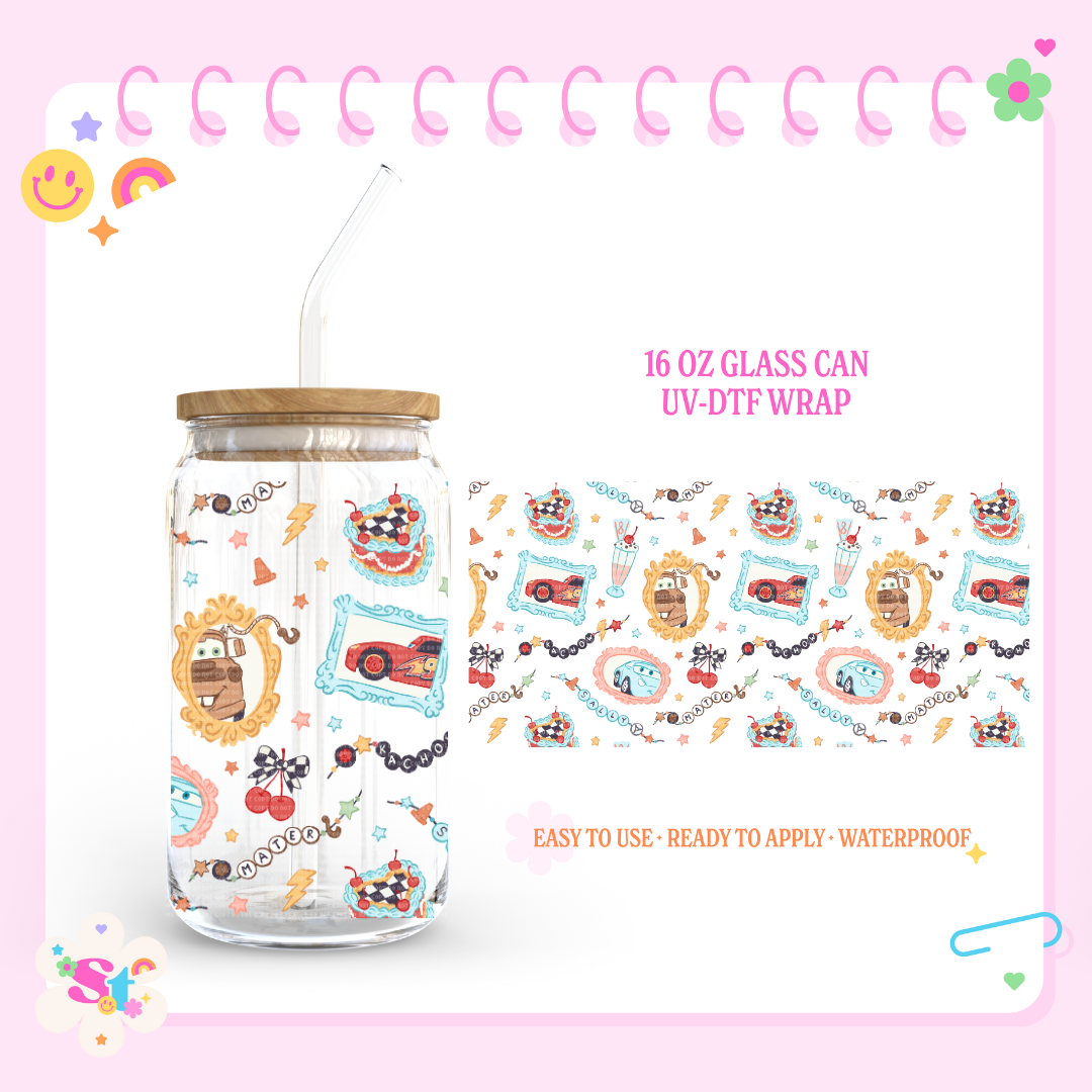 COQUETTE CARS - 16 OZ UV DTF