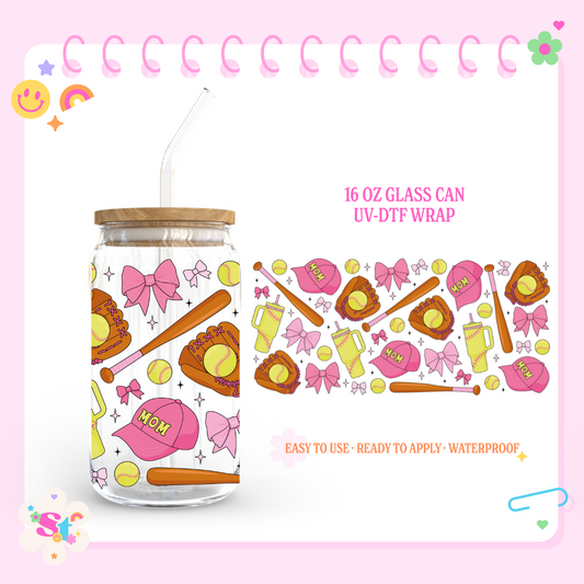 SOFTBALL MOM - 16 OZ UV DTF