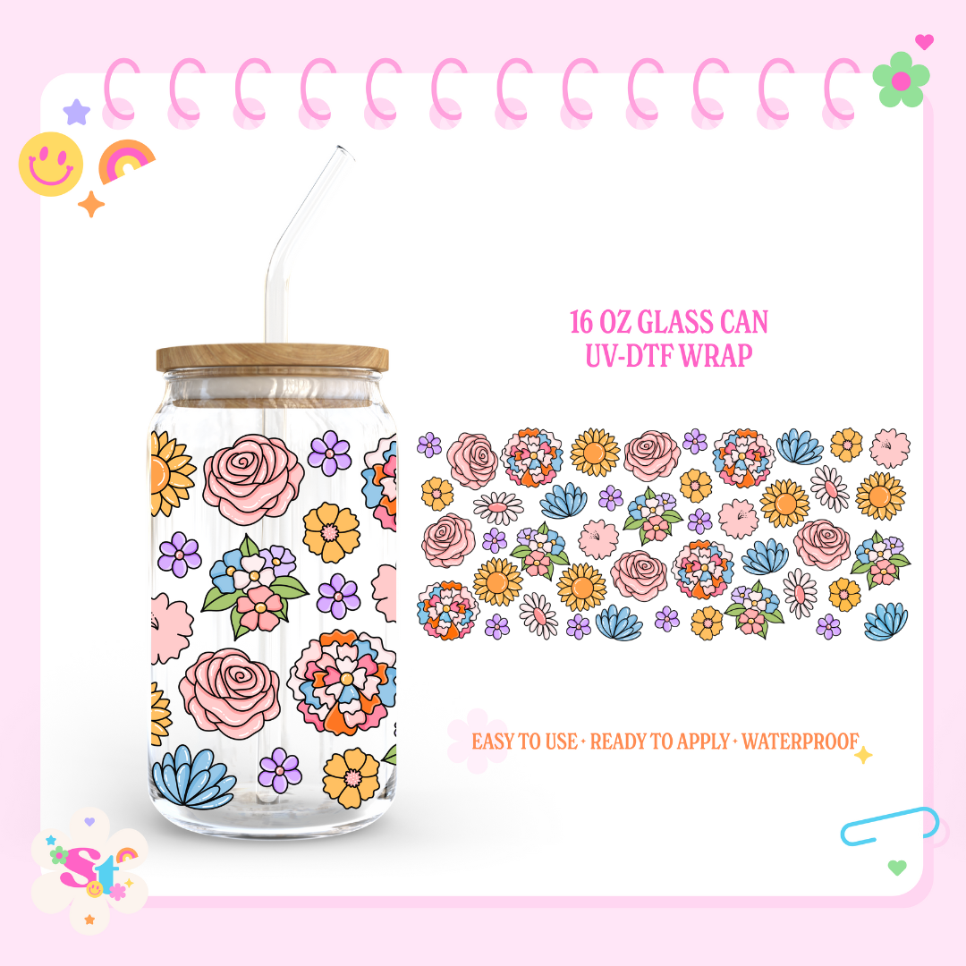 CUTE FLORALS - 16 OZ UV DTF