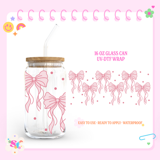 LOVELY PINK BOWS - 16 OZ UV DTF