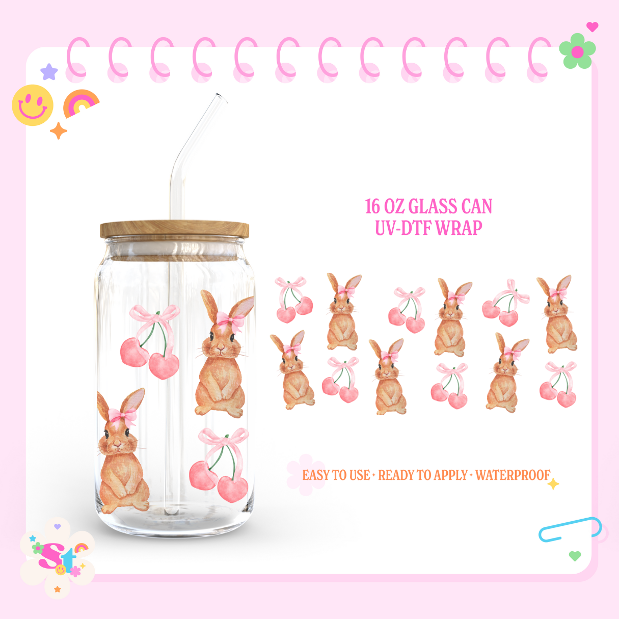 CHERRY BUNNY - 16 OZ UV DTF