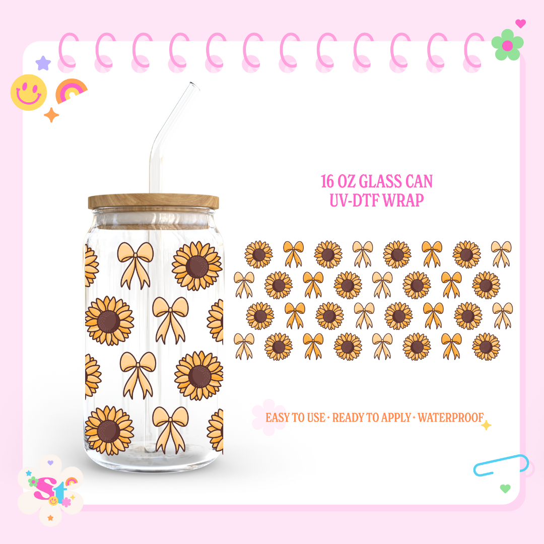 SUNFLOWER BOWS - 16 OZ UV DTF