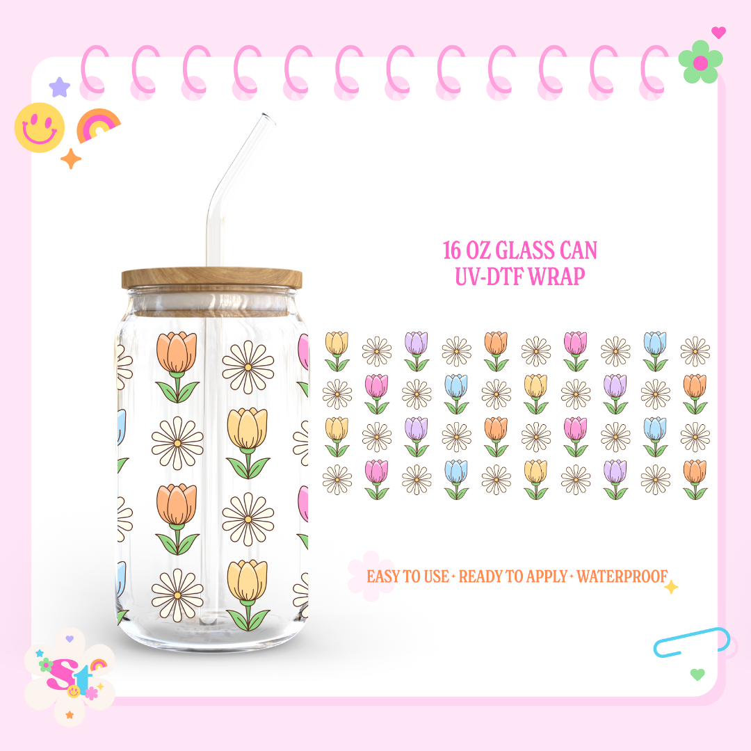 TULIPS AND DAISIES - 16 OZ UV DTF
