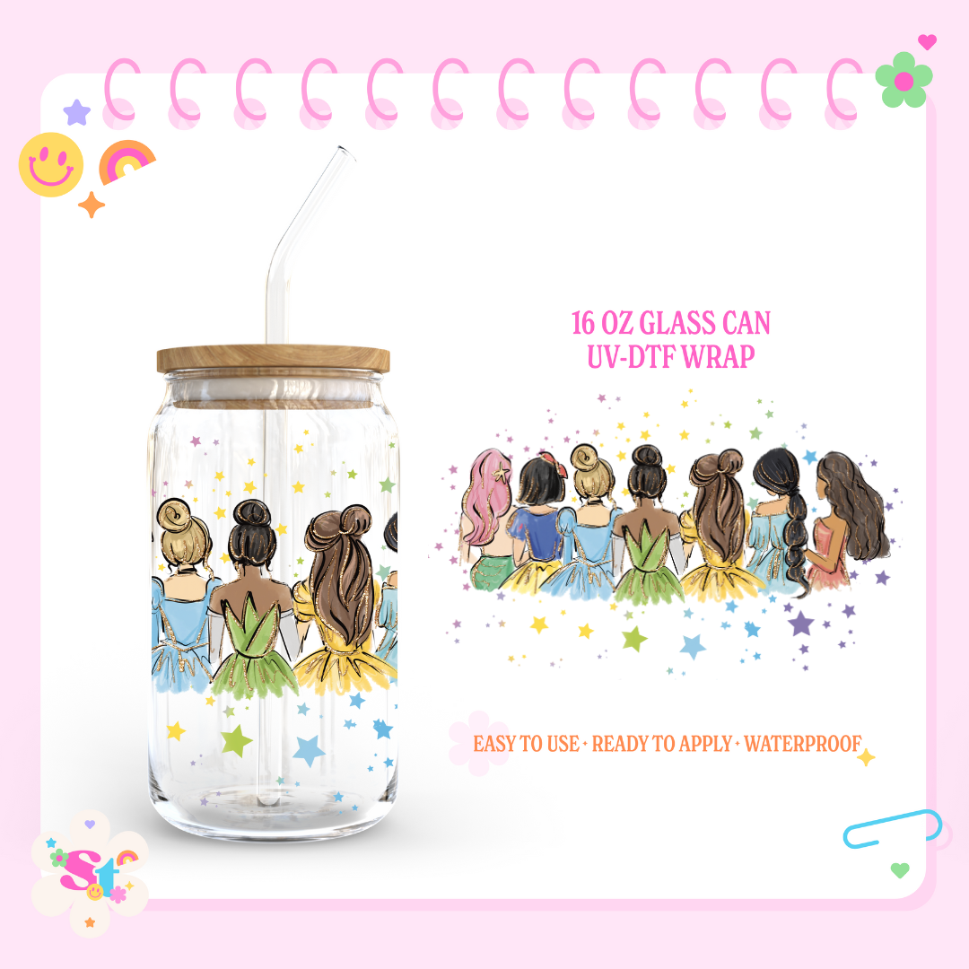PRINCESS STARS - 16 OZ UV DTF