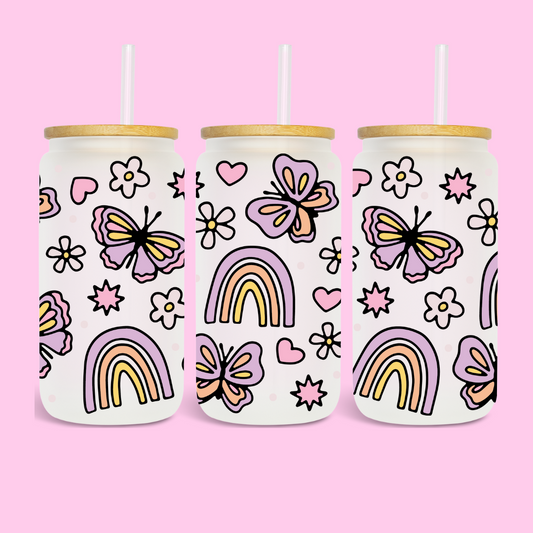 BUTTERFLY RAINBOW - 16 OZ UV DTF WRAP