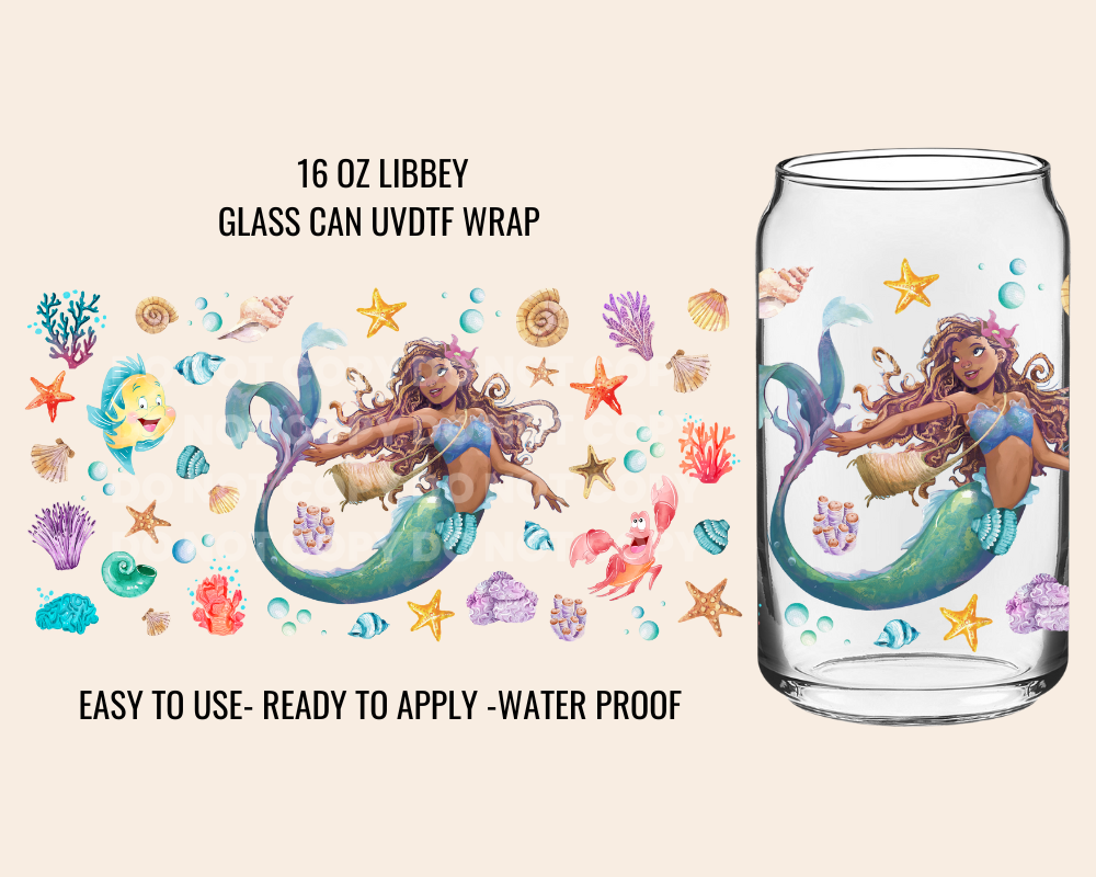 MERMAID SEA SHELLS - 16 OZ UV DTF WRAP