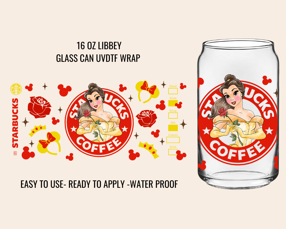 PRINCESS BELLE - 16 OZ UV DTF WRAP
