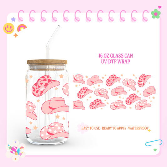 DISCO COWGIRL HAT - 16 OZ UV DTF WRAP