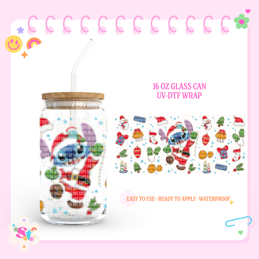 ALIEN SANTA DOODLES - 16 OZ UV DTF WRAP
