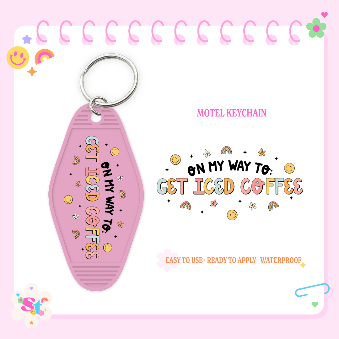 GET ICED COFFEE - MOTEL KEYCHAIN DECAL