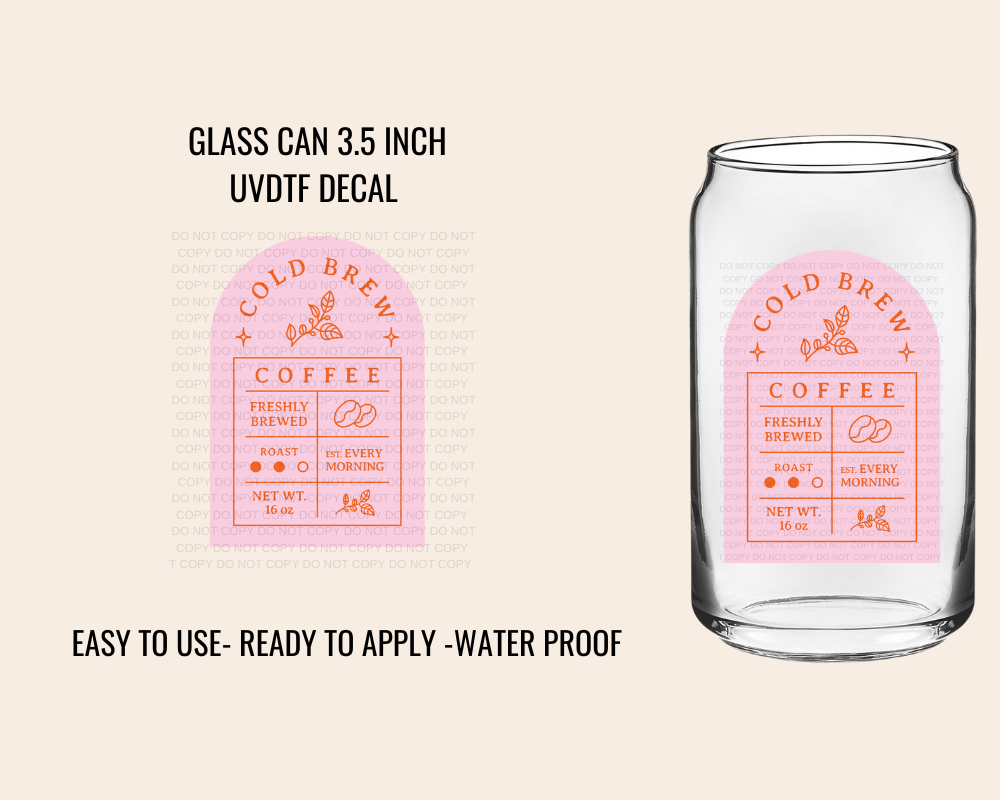 PINK COFFEE LABEL - UV DTF DECAL