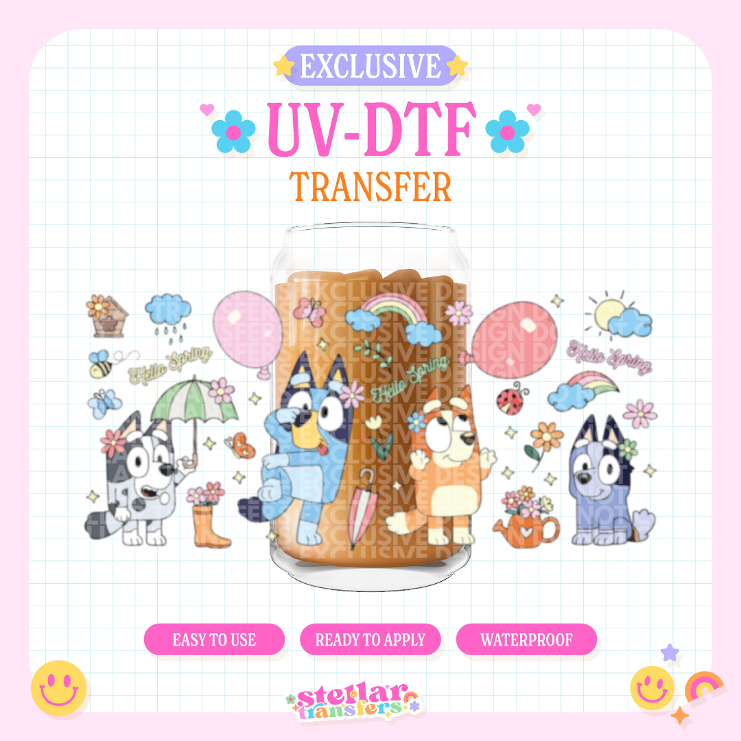 BLUE HELLO SPRING EXCLUSIVE - 16 OZ UV DTF