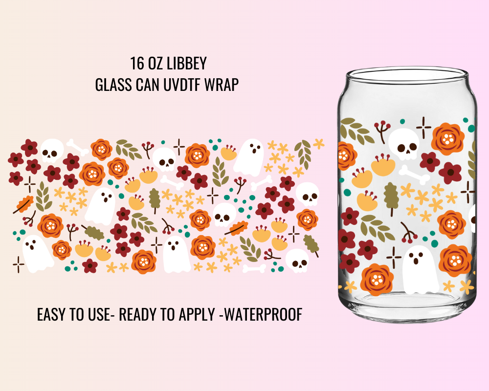 FLORAL BONES - 16 OZ UV DTF WRAP