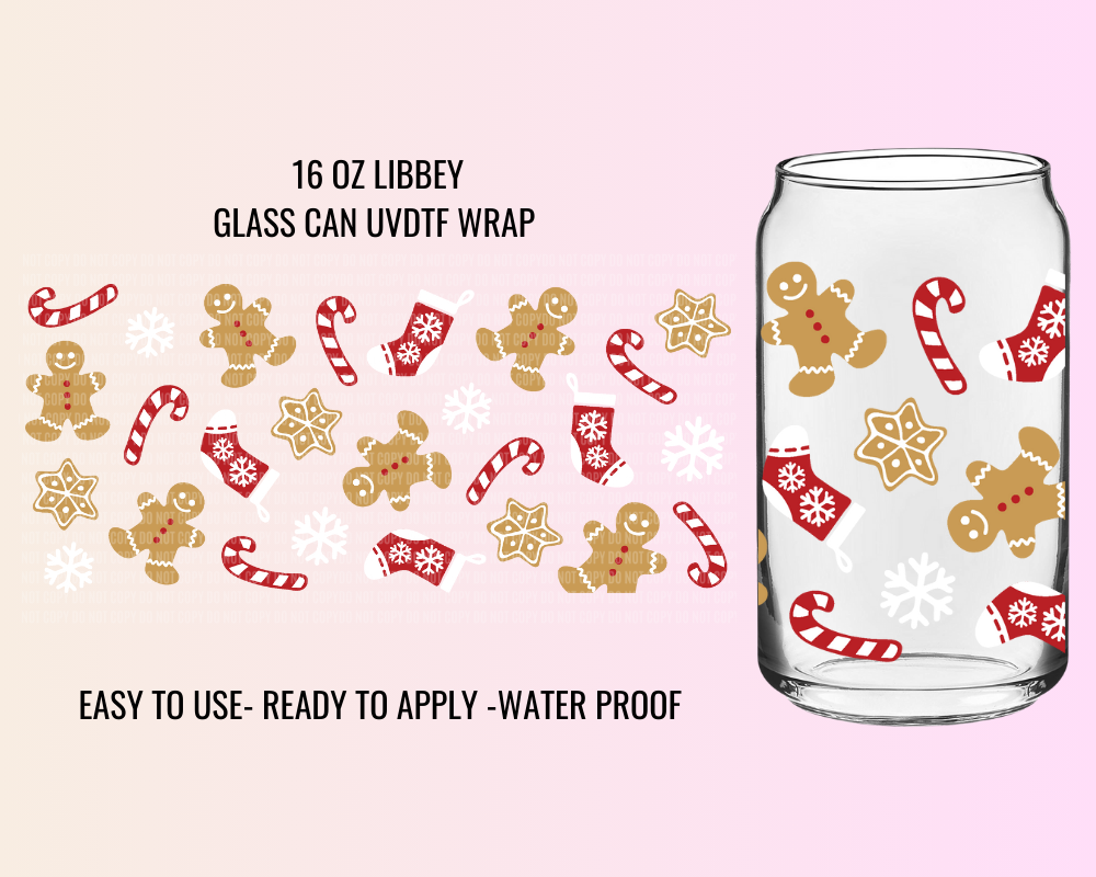 GINGER SNOW FLAKE - 16 OZ UV DTF WRAP