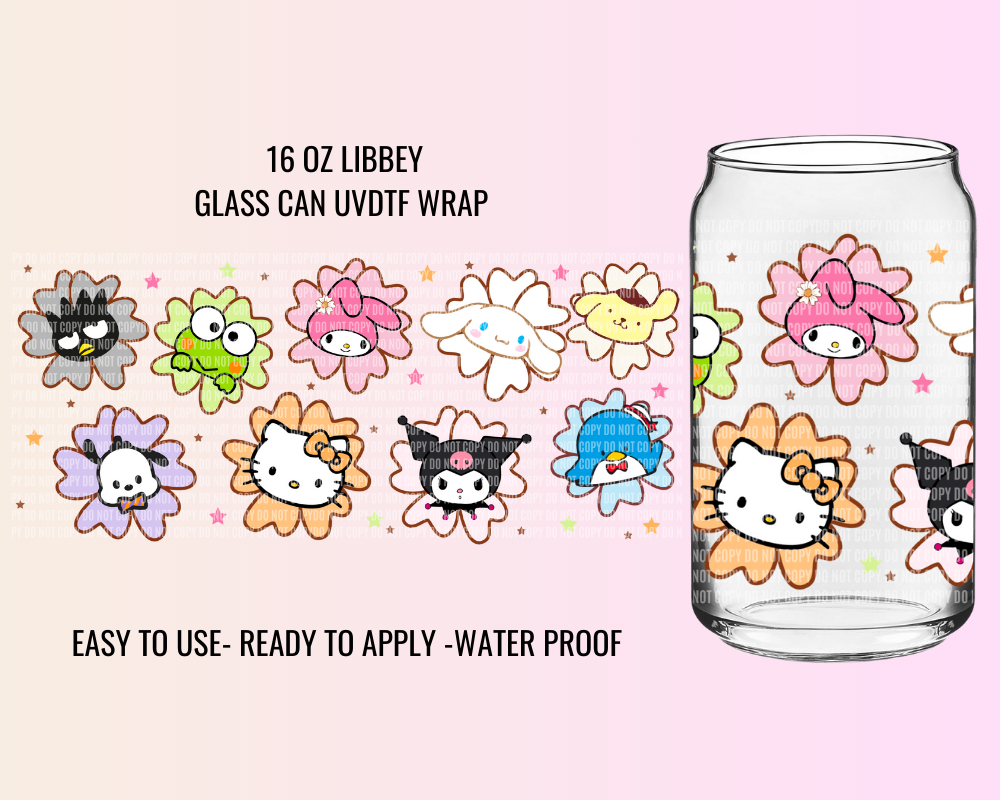 KAWAII KITTY FRIENDS EXCLUSIVE - 16 OZ UV DTF WRAP