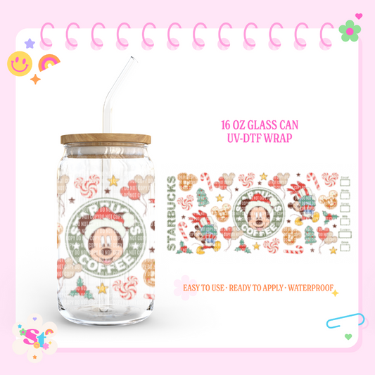 MOUSE XMAS COFFEE - 16 OZ UV DTF WRAP