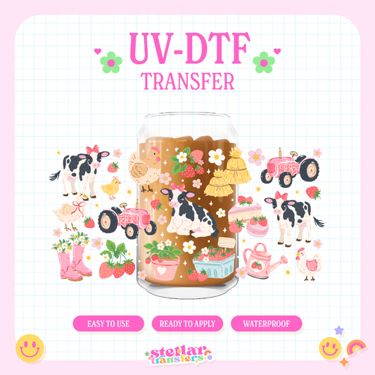 STRAWBERRY COWS  - 16 OZ UV DTF