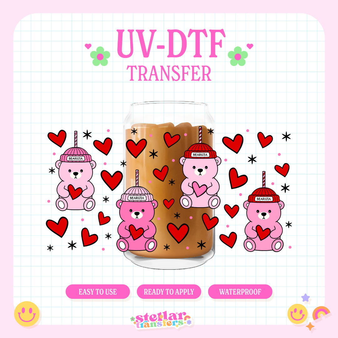 PINK BEARISTA - 16 OZ UV DTF
