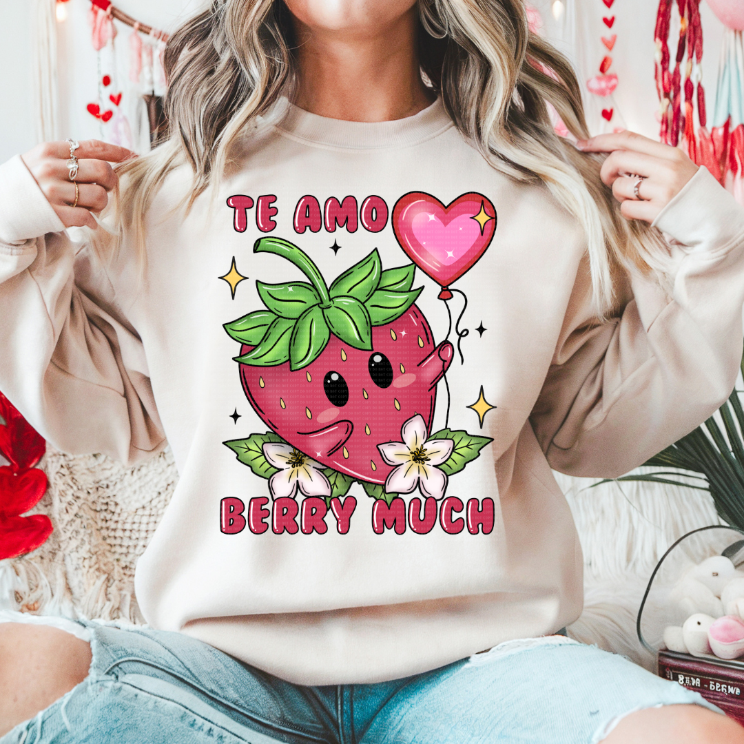 TE AMO BERRY MUCH - CLEAR FILM SCREEN PRINT