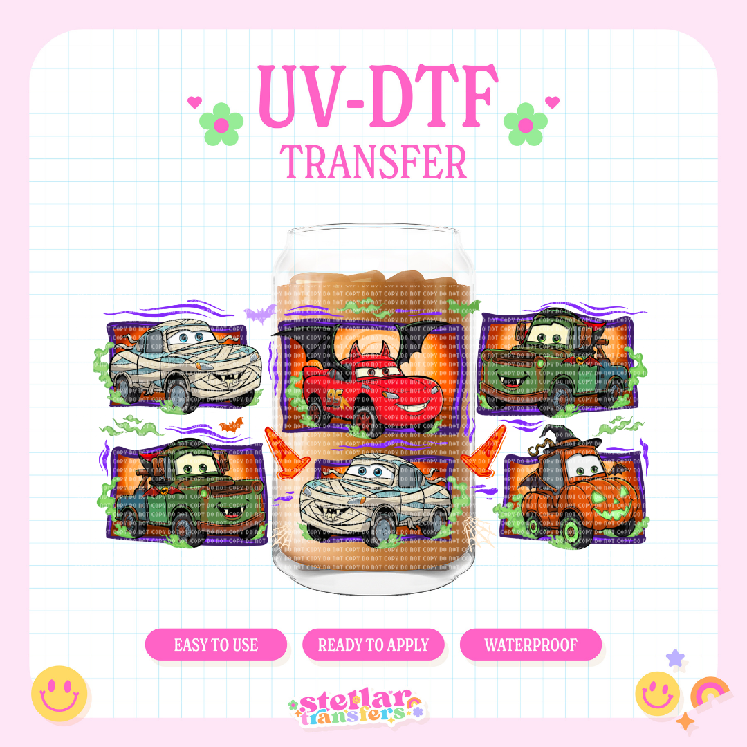 SPOOKY CARS - 16 OZ UV DTF