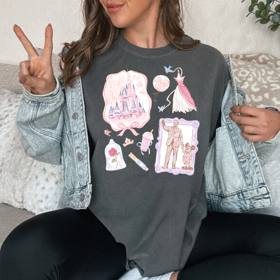 SPRING PINK CASTLE - CLEAR FILM SCREEN PRINT