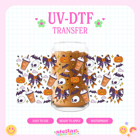 SPOOKY COFFEE BOWS - 16 OZ UV DTF