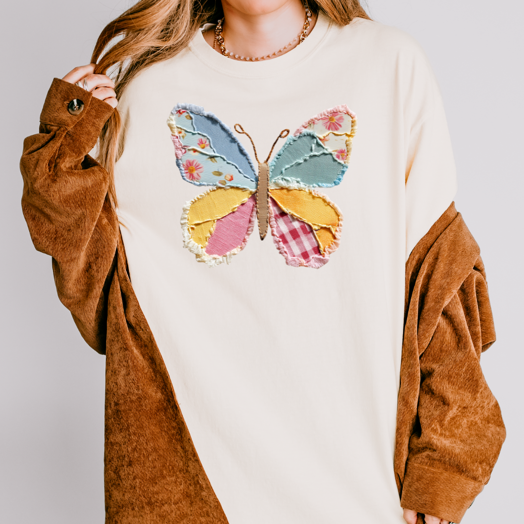 PATCHWORK BUTTERFLY - CLEAR FILM SCREEN PRINT