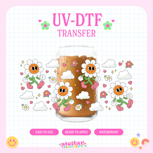 HAPPY FLOWERS - 16 OZ UV DTF
