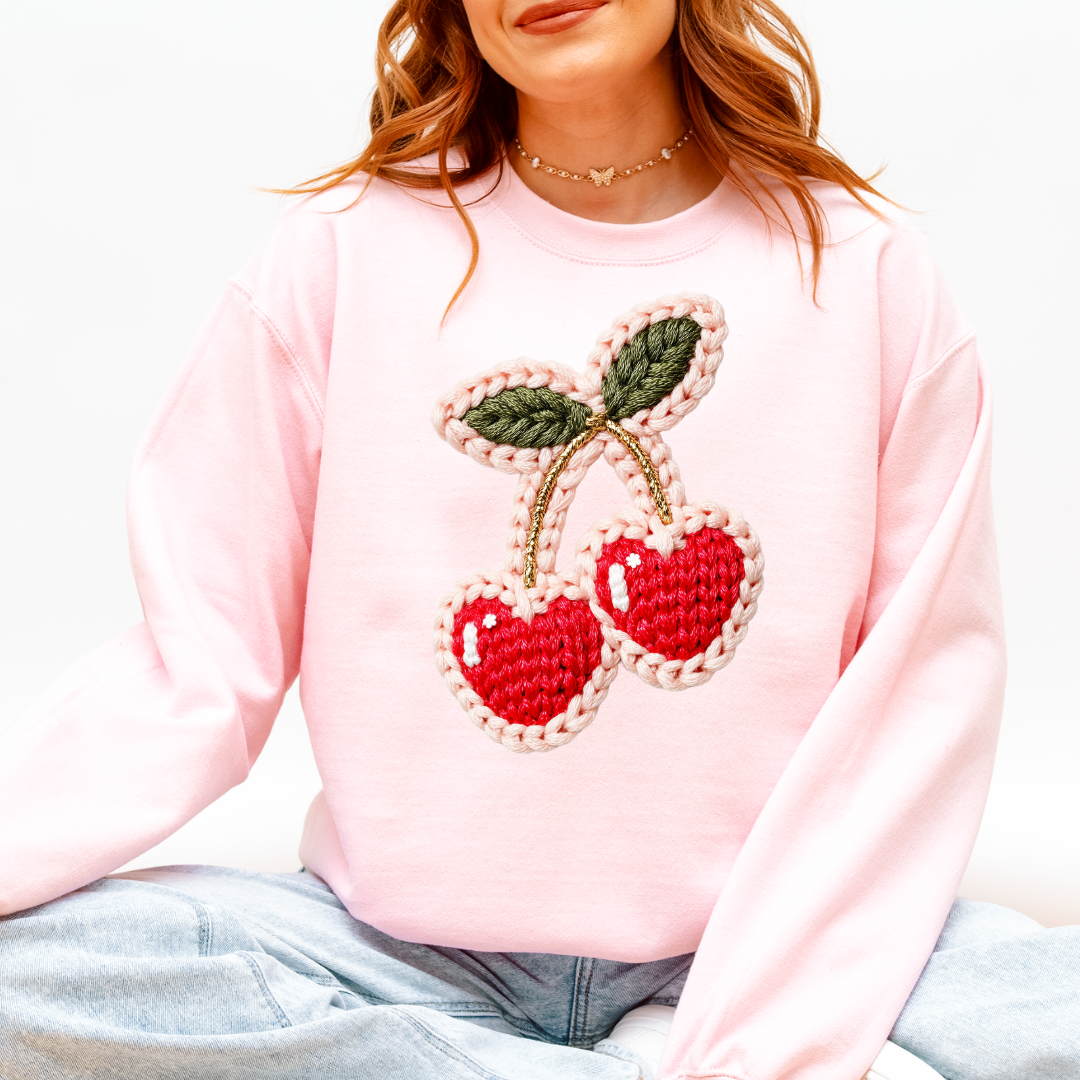 CHERRY FAUX YARN - CLEAR FILM SCREEN PRINT