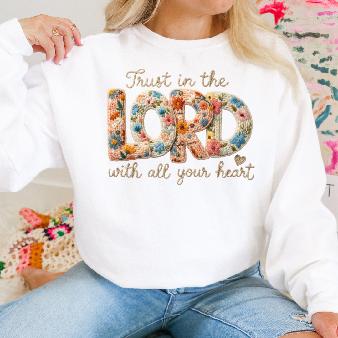 TRUST IN THE LORD FAUX YARN - CLEAR FILM SCREEN PRINT