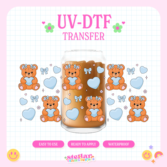 BLUE TEDDY BEAR CUP - 16 OZ UV DTF
