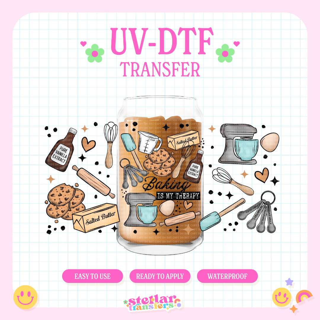 BAKING IS MY THERAPY - 16 OZ UV DTF