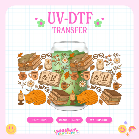 COZY FALL BOOKS - 16 OZ UV DTF