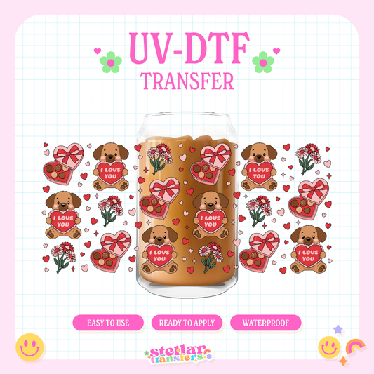 VDAY PUPPY - 16 OZ UV DTF