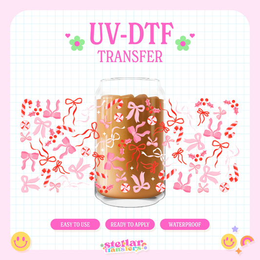 PINK CHRISTMAS DOODLES - 16 OZ UV DTF